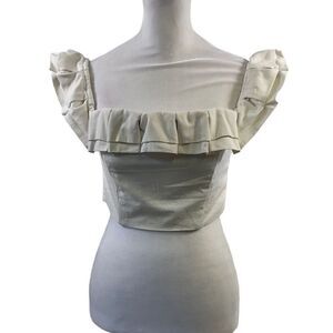 By The Way Revolve Lana Ivory Ruffled Top Size S